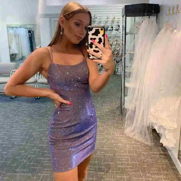 SSR1074,Purple sequin short homecoming dresses glitter cocktail dress