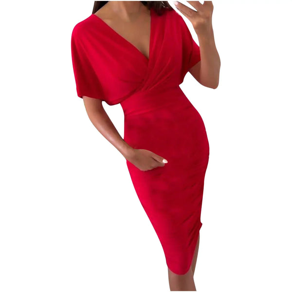 SSR1810,Red Homecoming Dress, V-Neck Short Sleeves Mini Prom Dresses