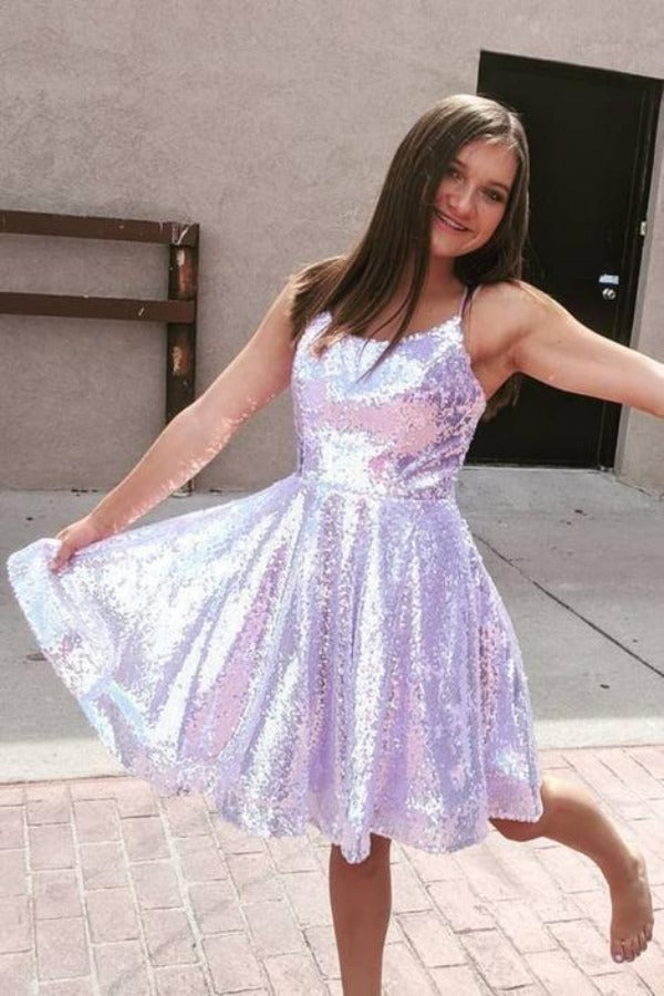 SSR1362,Short a-line sparkle winter formal dress short prom dress sequined homecoming dress