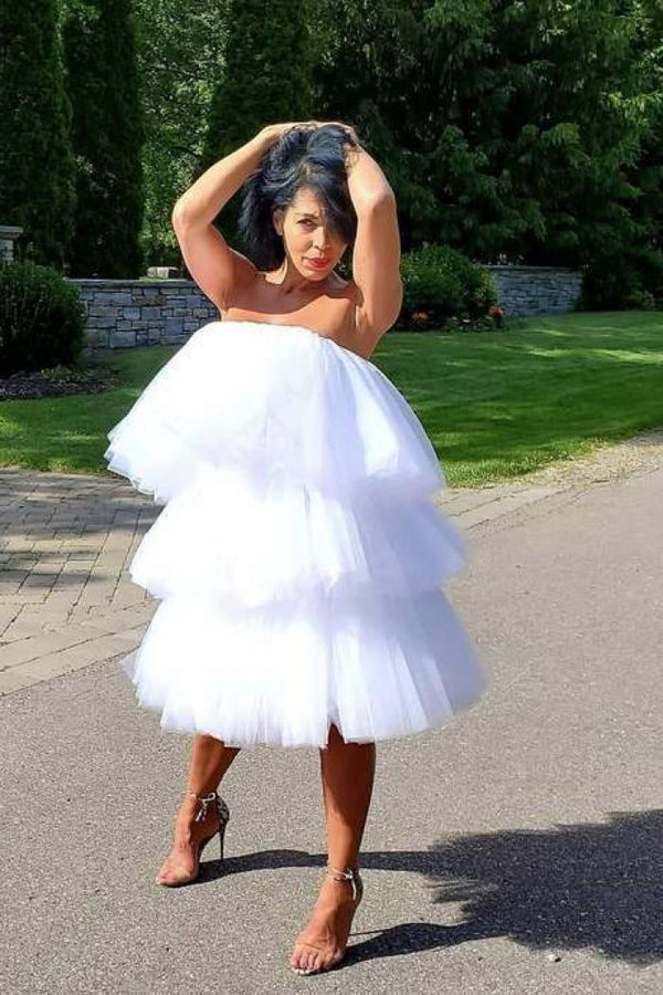 SSR1303,Strapless Tulle Ruffles Homecoming Prom Dresses