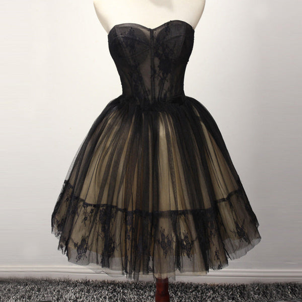 SSR0634,Princess black lace homecoming dresses ball gown mini prom dresses