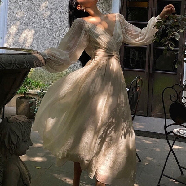 SSR1807,Soft Chiffon Long Sleeves A-Line Homecoming Dress