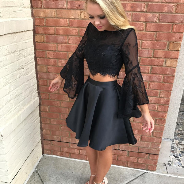 SSR1297,Black Homecoming Dresses,Lace Graduation Dress,Beaded A-Line Hoco Dress