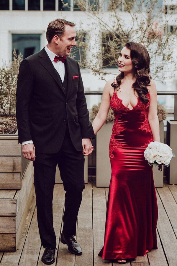 SSR0001,Sexy Mermaid Prom Dress Long,Applique Formal Ball Dress,Burgundy Evening Dress,Long Dance Dresses,School Party Gown